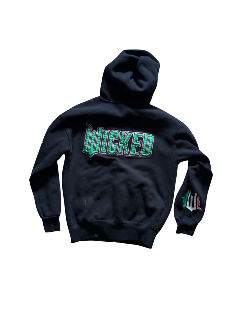 Black 'WICKED' Graphic Zip Up Hoodie Sweatshirt Size Extra Small (XS)